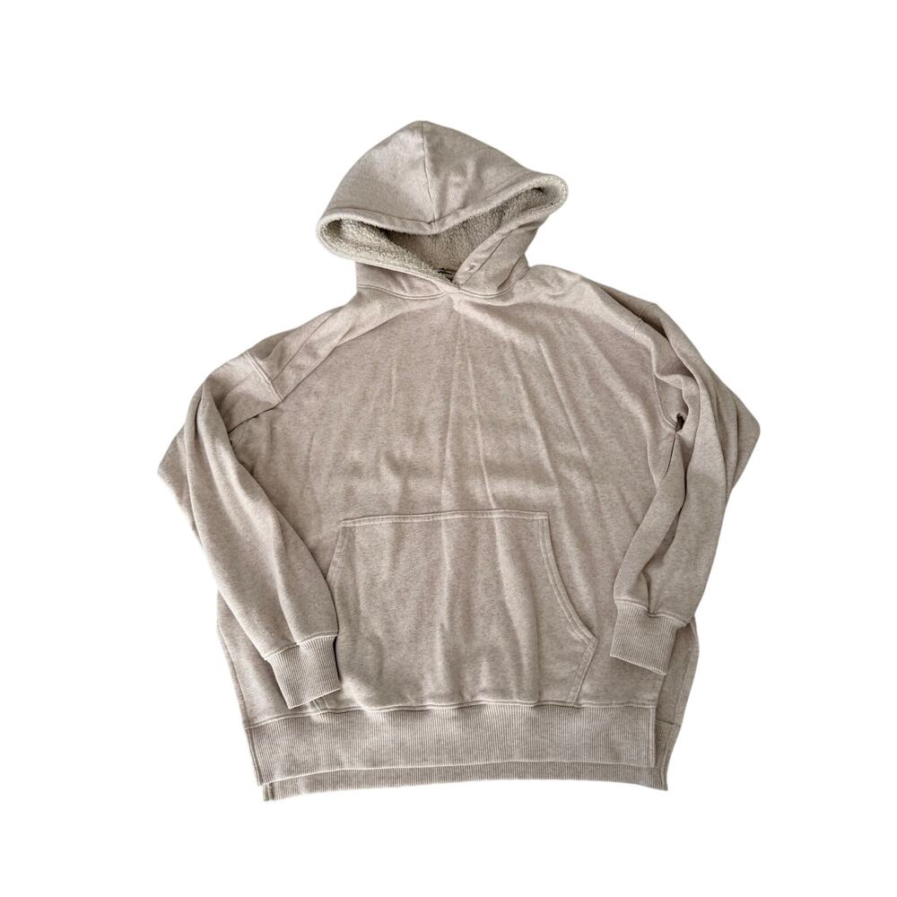 American Eagle Cream Sherpa Oversized Hoodie - xxs